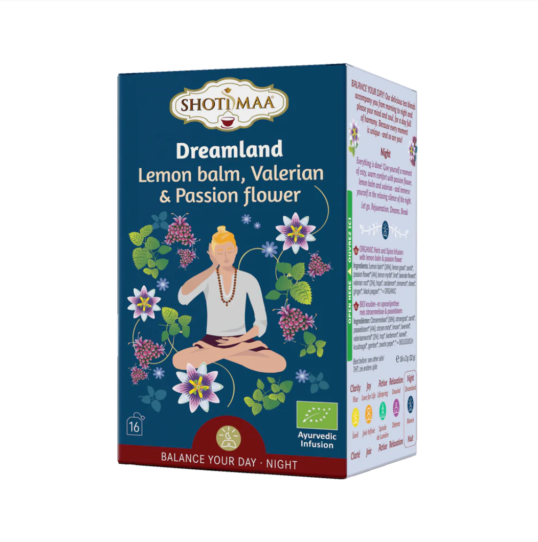 Dreamland - Lemon balm, Valerian & Passion flower Organic Herbal Tea Shotimaa